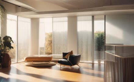 Sunlit room with visible UV protection window film