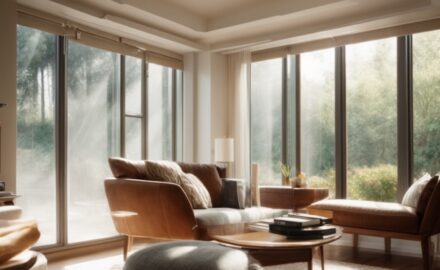 Comfortable home interior with window film installation to reduce UV exposure and energy costs