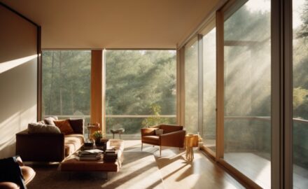 home interior with sunlight filtering through sun control window film